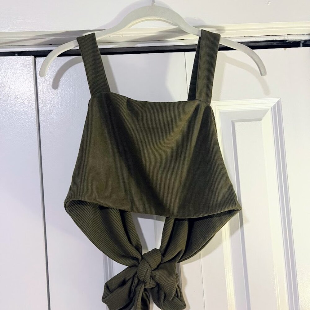 Sage The Label Tie-Back Olive Green Top (Size M)